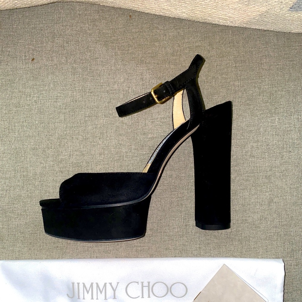 Jimmy Choo peachy 125 mm peachy black suede NWT 35.5 - Picture 2 of 14
